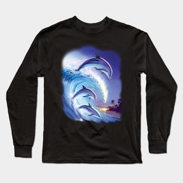 Happy Dolphin Family Long Sleeve T-Shirt by KA Creative Design